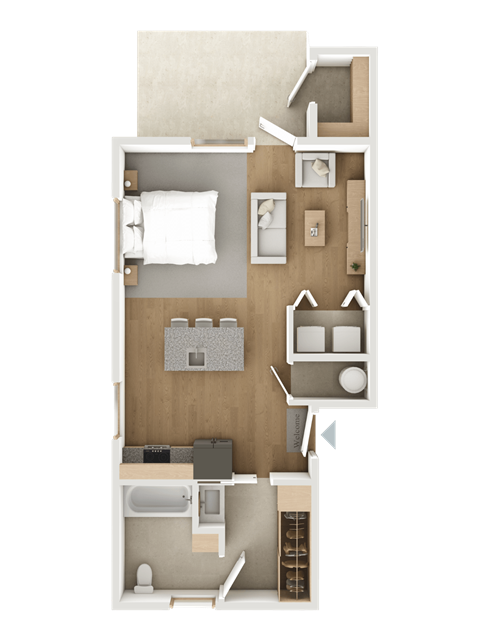 Floor plan for studio, 1 bath, 547 sqft